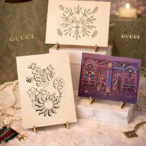 Gucci postcards Artistic Print Set of 3 with Floral and Architectural Designs